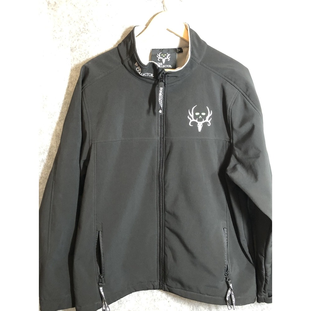 Bone Collector Jacket Mens Large Black Softshell Full Zip Fleece Lined Hunting - Picture 2 of 8